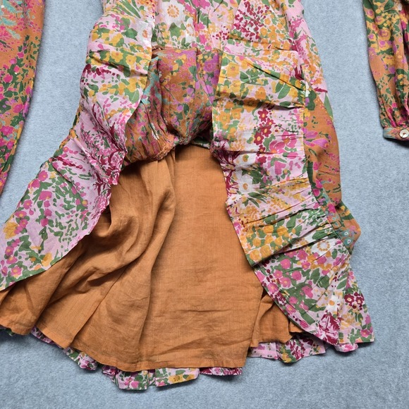 Banjanan Dress Womens XS Extra Small Floral Patchwork Boho Long Sleeve Maxi - Picture 14 of 16